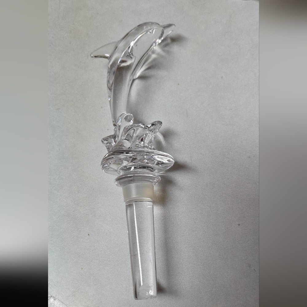 Mikasa Crystal Glass Dolphin Decanter Bottle Stopper - 7"